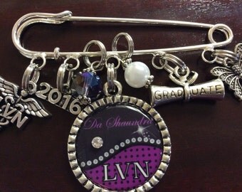 LVN Licensed Vocational Nurse, RN Pin, Personalized LVN Pin, Nursing Pinning Ceremony, Nursing Graduation Pin, Personalized Id Badge, Lvn