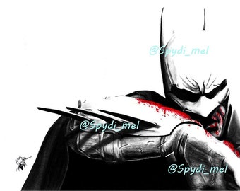 Dc Batman, arkham gaming, pencil, A3 art print, home decor