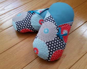 Gerbera Kimono Style Women's Slippers - 100% Cotton Indoor Soft Sole Slippers
