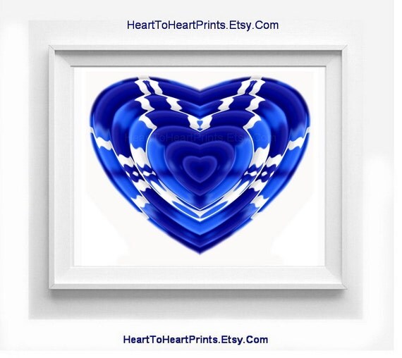 Navy Royal Blue White Heart Wall Art by HeartToHeartPrints on Etsy