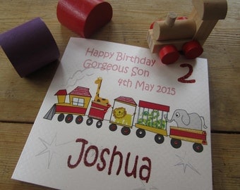 Personalised Son Birthday Age Card - Circus Train Design PPS26