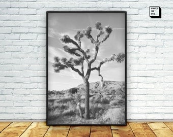Joshua tree print, black and white photography, joshua tree printable, joshua tree wall art, desert print, digital art print, california