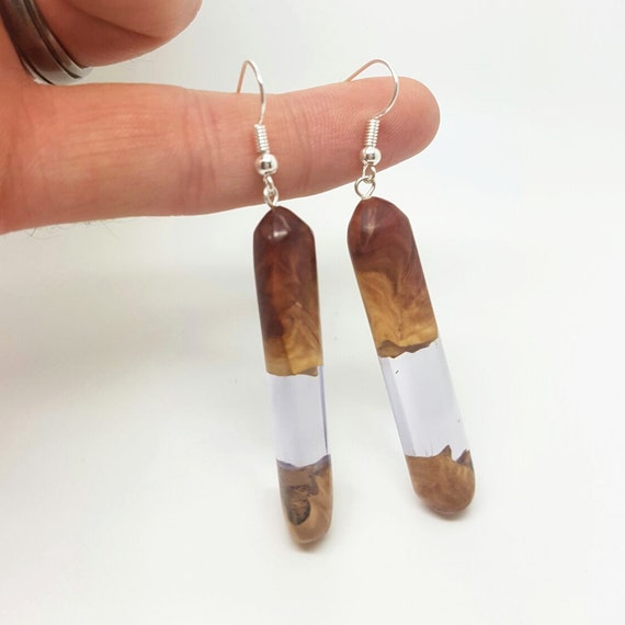 wood and resin earrings