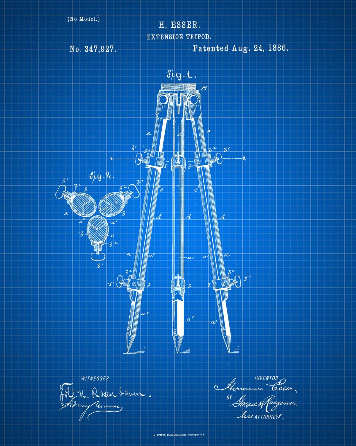Print Camera Tripod Patent Blueprint Chalkboard Parchment