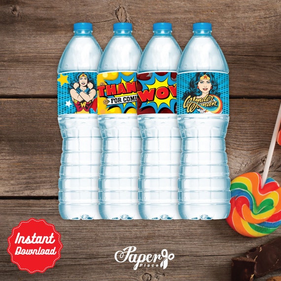 Wonder Woman Digital Water Labels Printable Water Bottle