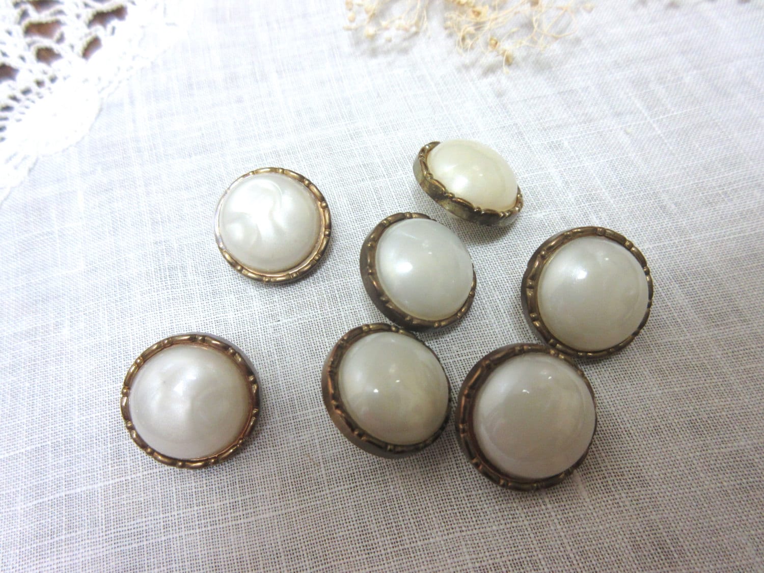Vintage Pearl Buttons Ivory Pearl Buttons by TENandBelow