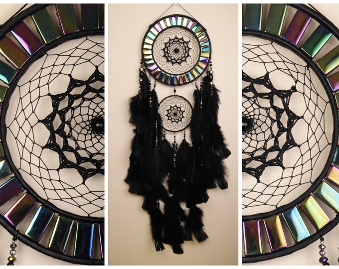 Dreamcatcher Black mosaic Dream Catcher Large Dreamcatcher New Dream сatcher gift idea pearlescent dreamcatcher boho dreamcatcher wall gift