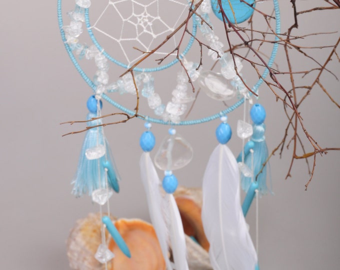 Dreamcatcher Blue Dream сatcher gift idea blue dreamcatchers boho blue dreamcatcher wall handmade gift blue decor Christmas New Year gift