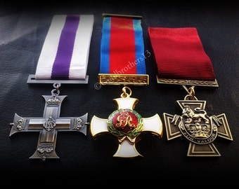 3x Set Military Cross Distinguished Service Order & Victoria Cross Medals Repro