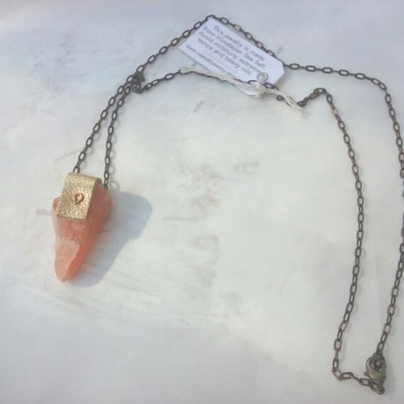 Himalayan Sea Salt Necklace Long Boho Necklace Metallic Gold