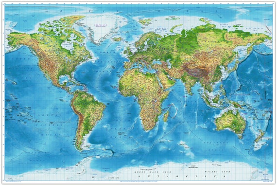 New 2015 Edition World Map Physical & by CamdenTownPosters
