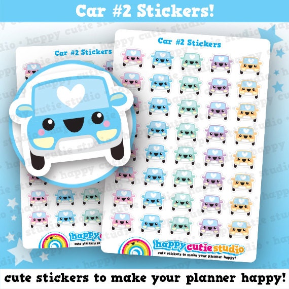 Download 40 Cute Car 2 Planner Stickers, Filofax, Erin Condren ...