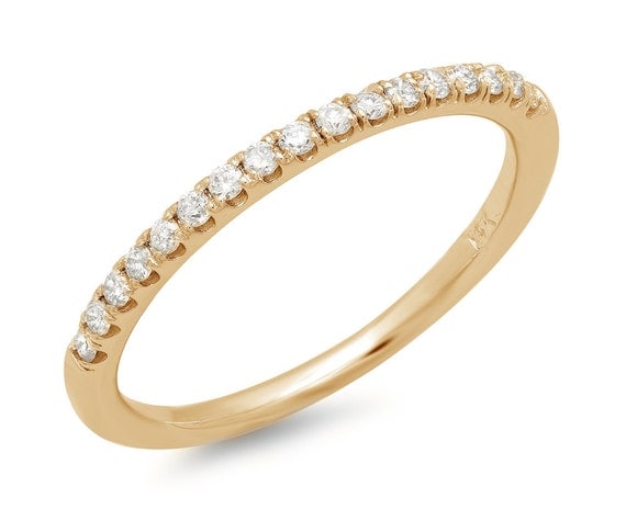 Thin Diamond Wedding Ring 14k Yellow Gold Diamond ...