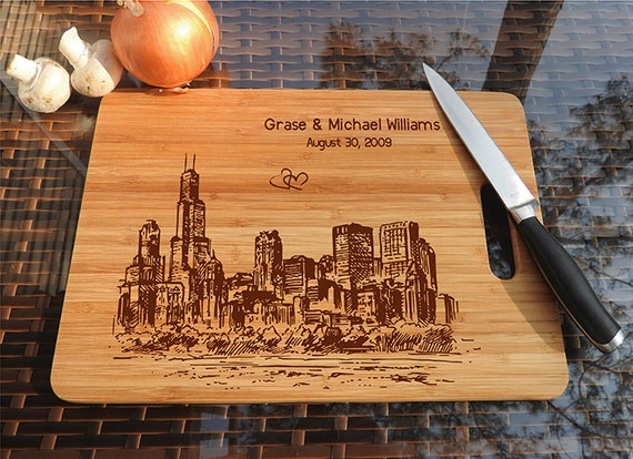 Personalized Cutting Board Chicago city wooden wedding gift wedding ...