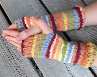 Handknitted fingerless mittens, fingerless gloves, wool arm warmers