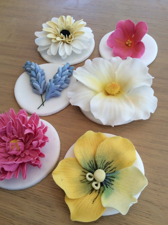 Edible Gumpaste Summer Flower Cake Toppers