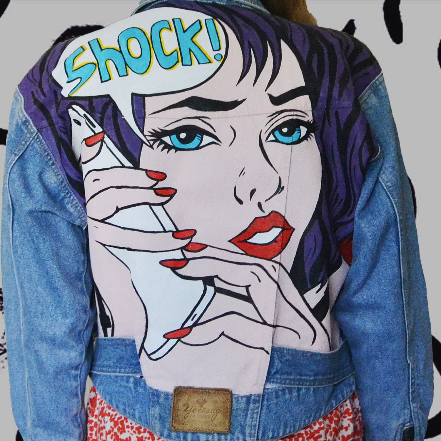 Pop-art hand painted denim jacket.