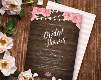 Bridal Shower Invitation Printable Rustic by MintyPaperieShop