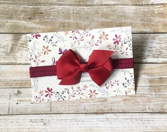 Burgundy Headband, Burgundy Baby Headband, Burgundy Baby Bow, Maroon Headband, Maroon Baby Headband, Bow Headband, Infant Headband, Hair Bow