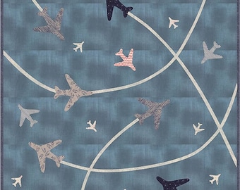 AIR SHOW Quilt Kit + Quilt Pattern + Moda FLIGHT Fabric + Laser Cut Fusible Airplane Appliques