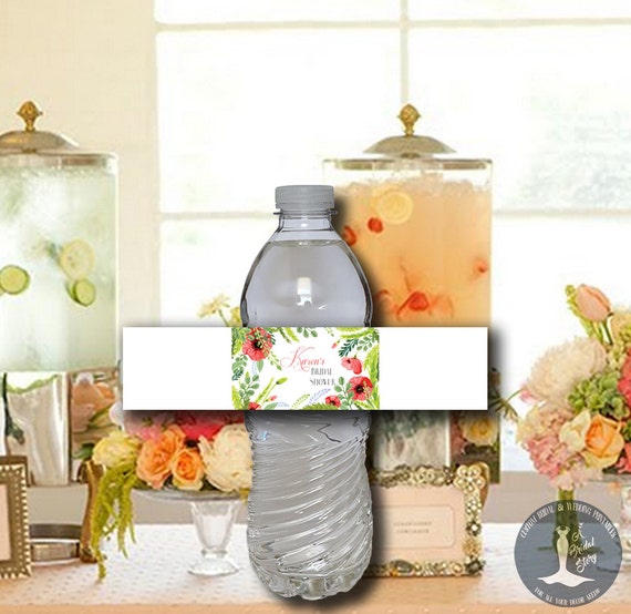 Floral Bridal Shower Printable Water Bottle Labels by ABridalStory