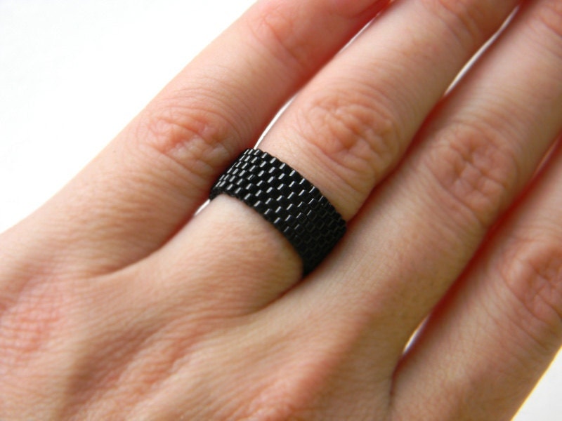 Womens black ring Black ring for women Womens pinky ring Black