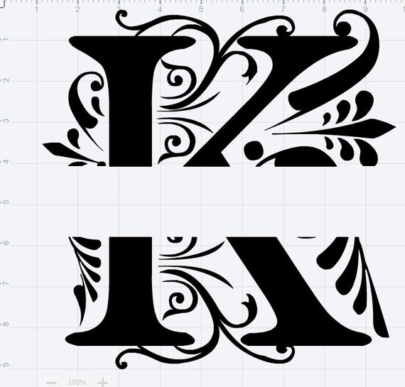 Download K O Split Letter Elegant SVG Cut File Large Letters