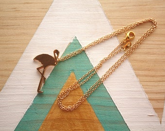 Collier ras du cou Flamant rose | doré | Joli bijou minimaliste | 2017 | Cadeau mignon offrir pour elle | anniversaire | livraison gratuite