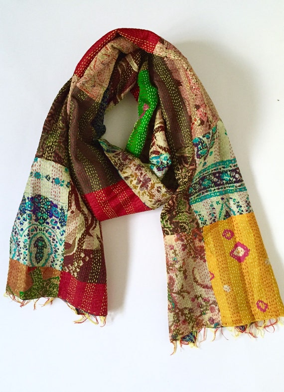 PATCHWORK HIPPIE SCARVES Kantha handmade tribal by EthnologyCo