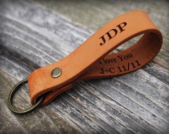 Personalized Leather Key Fob - Father's Day - Father's Gift - Custom Engraved Keychain - Personalized Gift - Gift Husband - Anniversary Gift