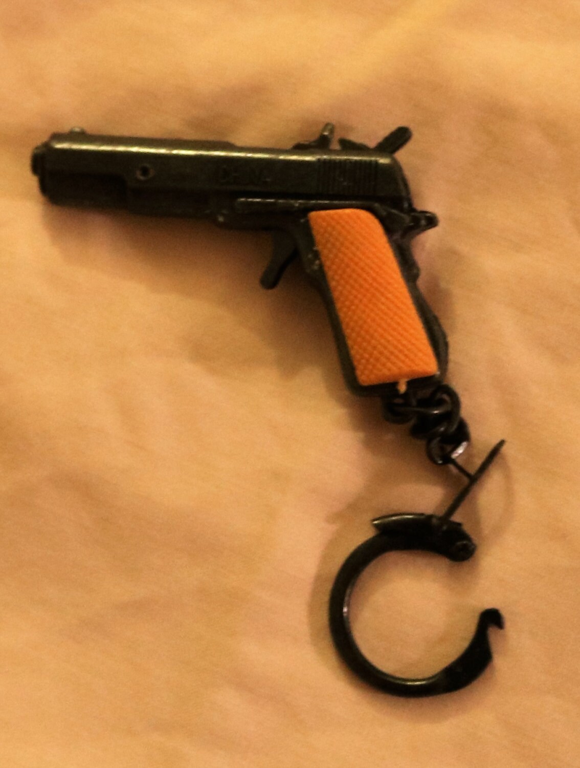 Vintage Cap Gun Replica Pistol Keychain with Actual Firing