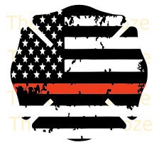 Thin Red Line Distressed Cross Firefighter & Thin White Line