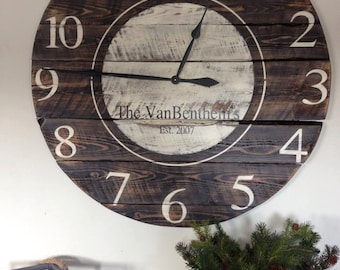 Handmade Reclaimed Wood Clock, handmade clock, rustic clock, wood clock, obersized clock, walnut clock, rustic wall clock, unique clock, clo