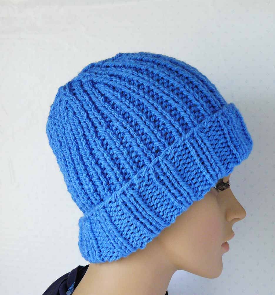 Knitted Chunky Beanie Womens Knit Hats with Trim Wool Blend