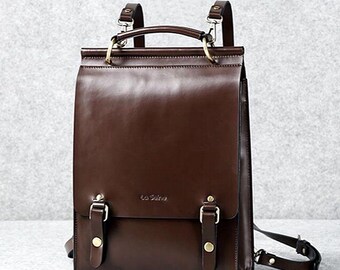 Leather backpack women leather laptop bag leather minimalist shoulder bag school bag backpack vintage backpack