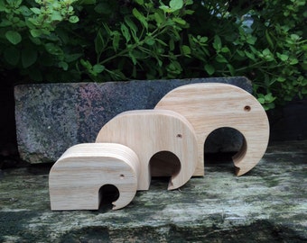 Elephants - 3 Handmade solid wood Elephants