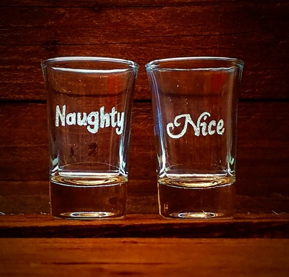 Items similar to Naughty and Nice Shot Glasses // Shot Glass Set