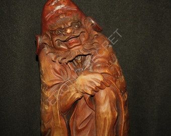 Shoki erotic bambou sculpture Japan Meïji okimono of phallic form Zhong Kui or Shoki the demon killer