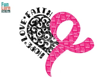 Breast Cancer Awareness SVG, Swirl heart, swirly, Support, Hope, Love, Faith,Pink ribbon, Cancer Survivor, Survivor,Fighter svg png dxf eps