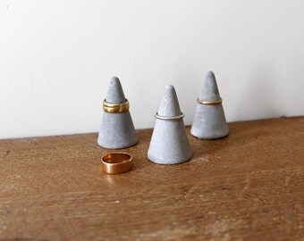 Concrete Ring Cone Set of 3 // Cement Ring Holder Set