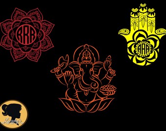 Hinduism silhouette-Hamsa Mandala monogram SVG-Mandala monogram-Ganesha Files for Vinyl Cutters, Screen Printing, Die Cut Machines, & More