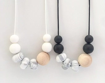 ZURI Marble Necklace // Teething // Teething Necklace // Nursing Necklace // Silicone Beads // 100% Food Grade Silicone // Modern Jewellery