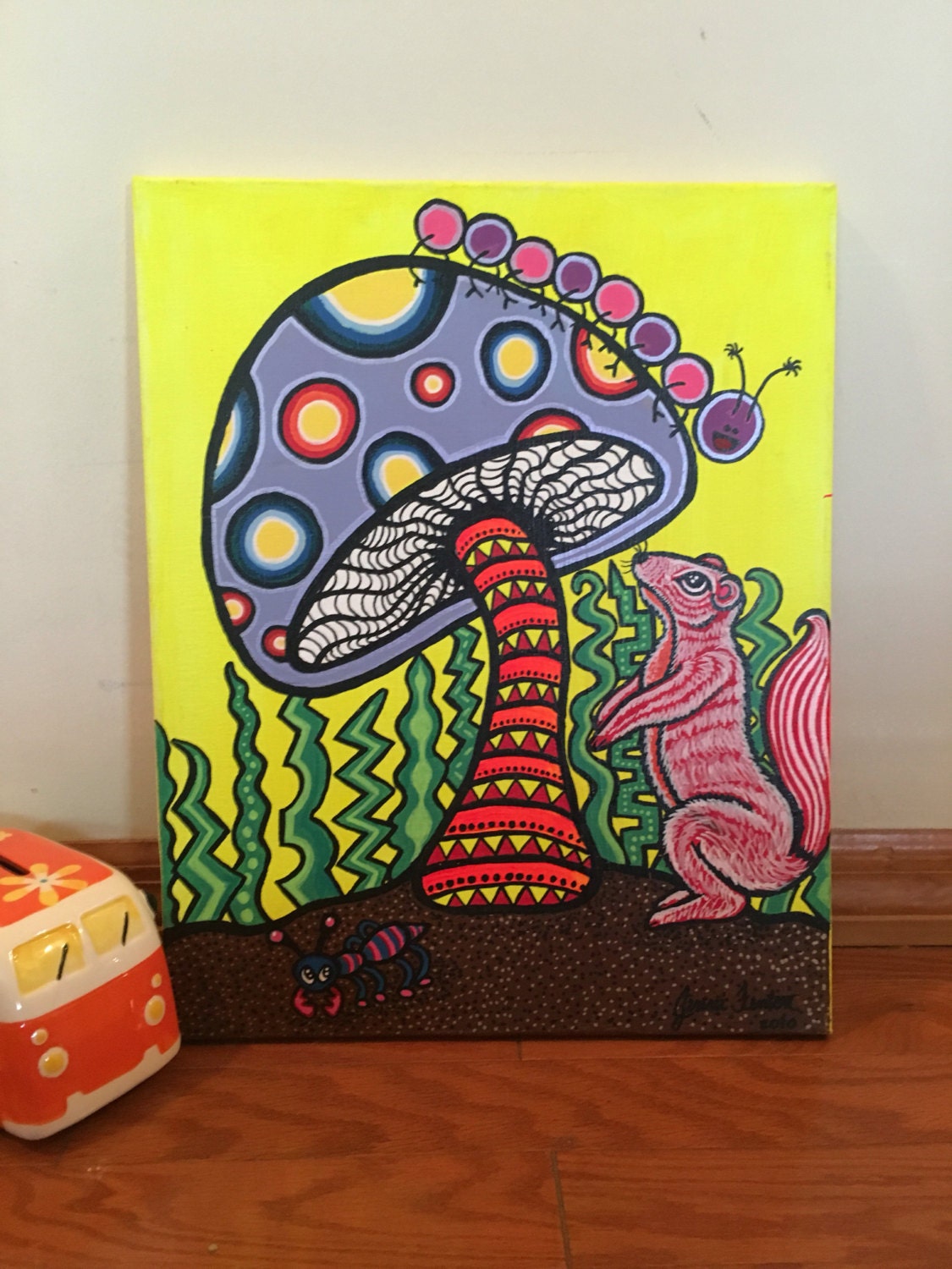 Trippy mushroom painting pyschedelic art cute creatures