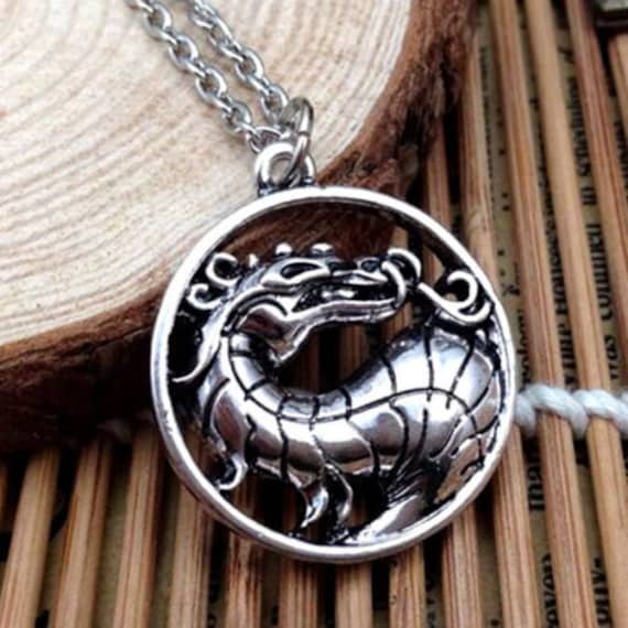 Mens Silver Dragon Necklace Mens Jewelry by ZenChakraBoutique