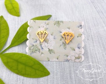 Diamond, geometric earrings, diamond shape earrings, gold diamond, diamond earring, faceted diamond, fashion jewelry, boho