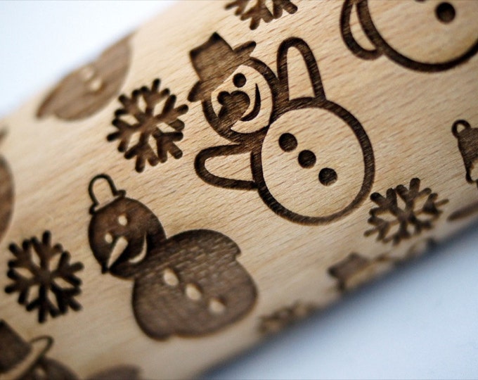 SNOWMAN CHRISTMAS rolling pin, embossing rolling pin, engraved rolling pin for a gift, christmas, gift ideas, gifts, unique, autumn, wedding