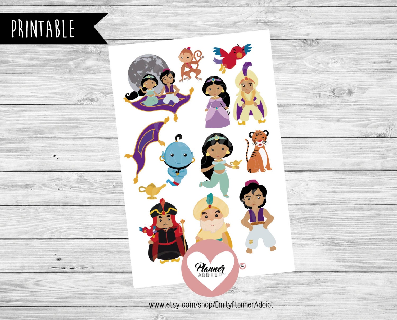 60% OFF SALE Aladdin stickers-Aladdin clipart stickers-Disney