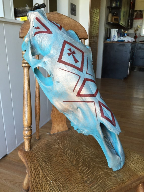 Hand painted horse skull