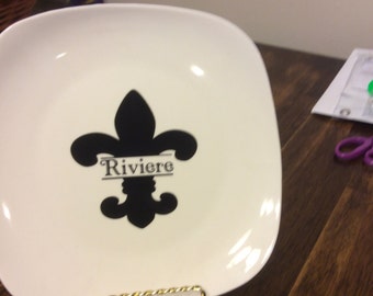 Personalized Flur de lis plates