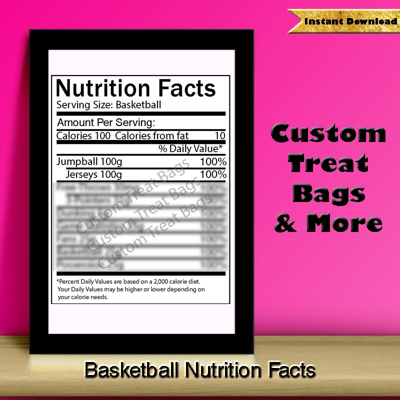 Basketball Nutrition Facts Label For Custom Chip /Treat Bags